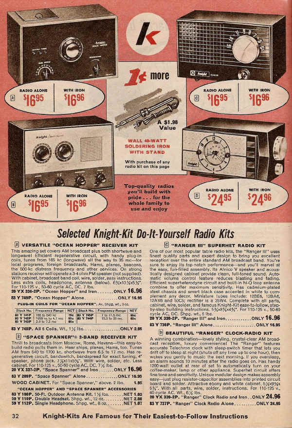 Allied catalog page from 1968 showing Ocean Hopper shortwave receiver kit