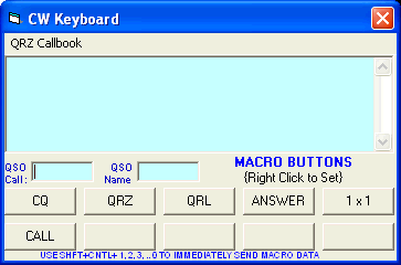 Screenshot of CW Keyboard window