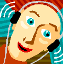 Smiling cartoon guy wearing headphones