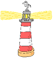 cartoon lighthouse with seagull on top