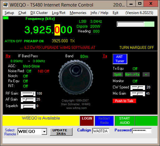 Screenshot of W4MQ client software when first opened.