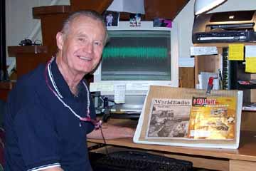 Handiham volunteer Bob Zeida, N1BLF, at his recording station.