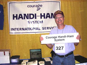 Pat, WA0TDA, at the Handiham booth in Dayton.