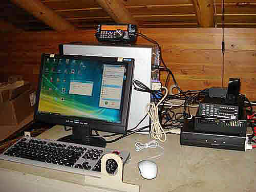 view of w0eqo setup, showing TS-480SAT station and computer