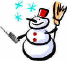 Cartoon snowman with handheld radio