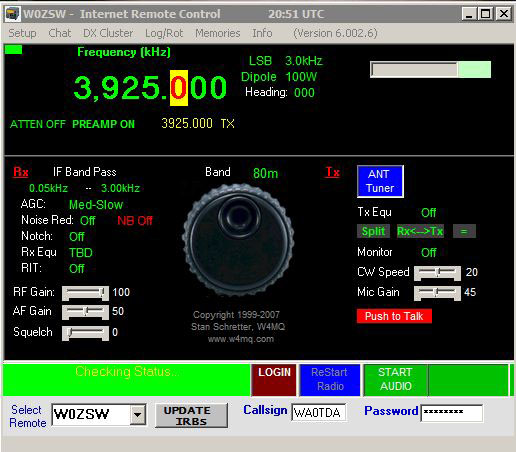 screenshot of w4mq software interface showing w0zsw