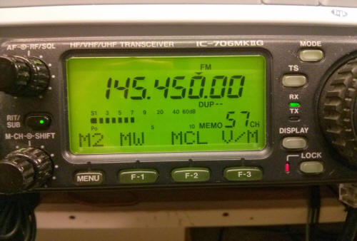 145.45 MHz in the display of an IC-706M2G transceiver